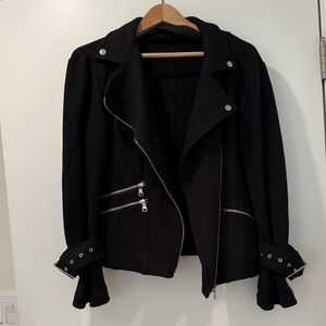 INC International Concepts Black Moto-Style Jacket with Silver Hardware
